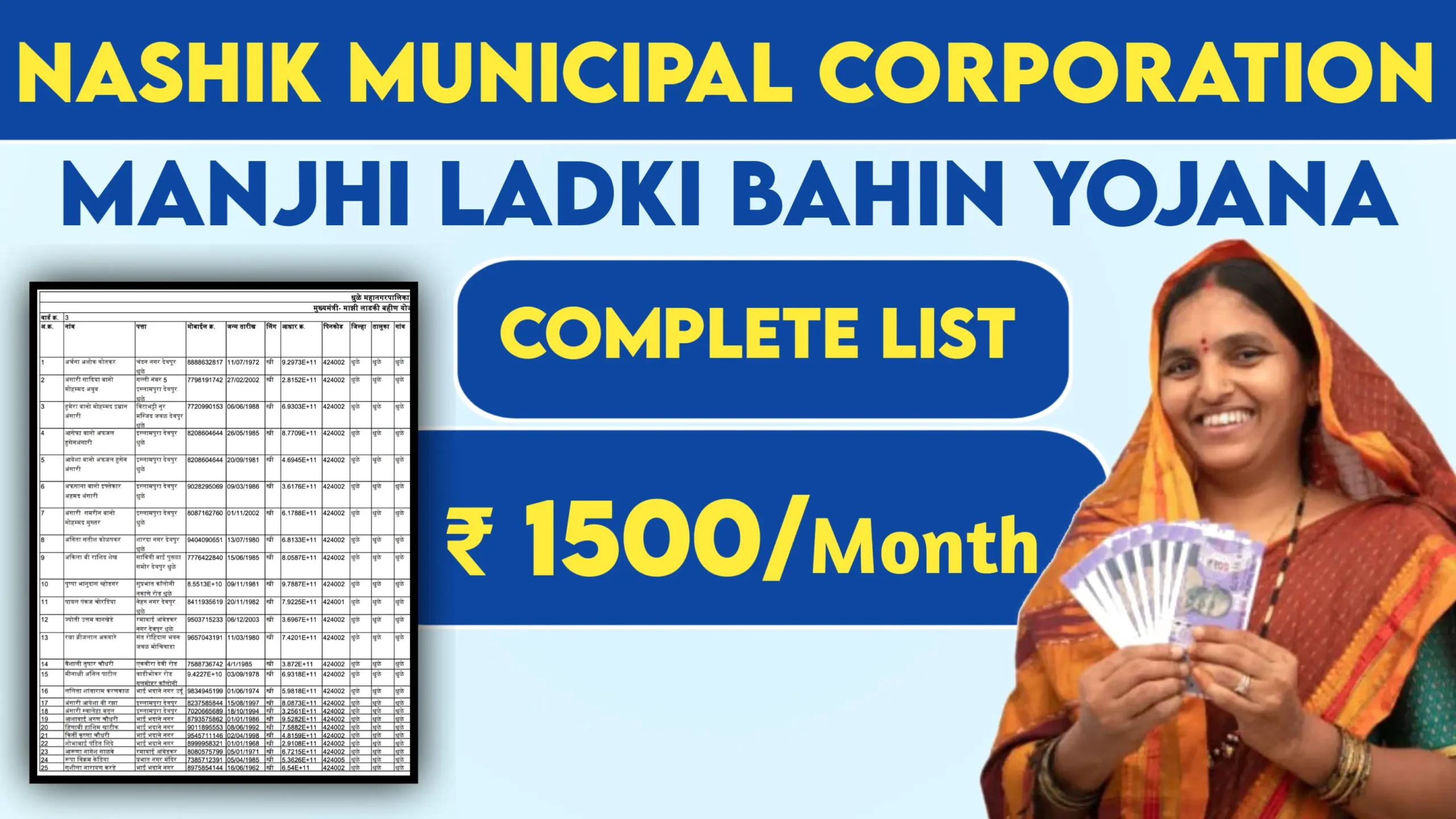 Nashik Municipal Corporation Ladki Bahin Yojana